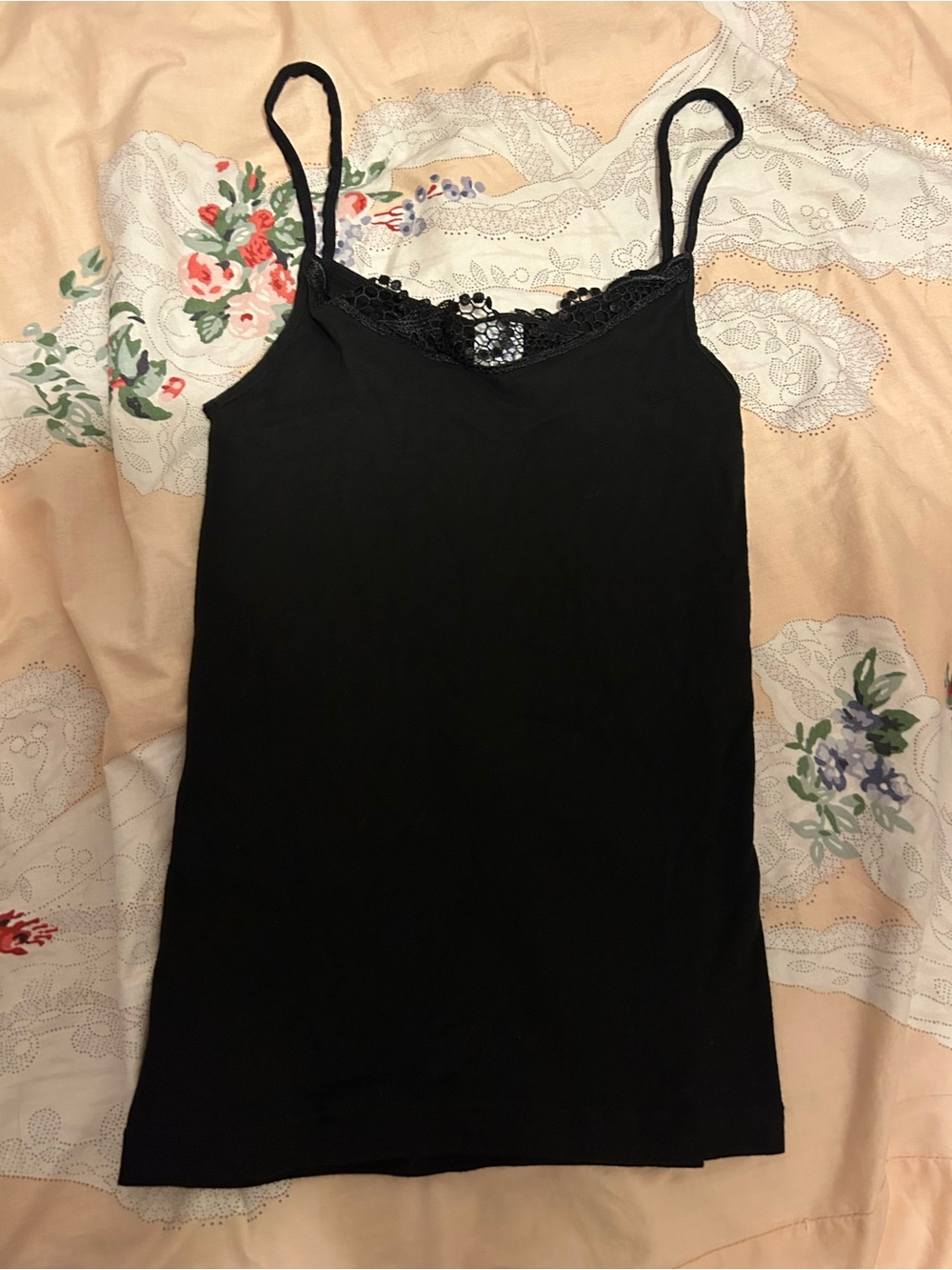 Y2K Black Cami with Lace Detail Made in Italy